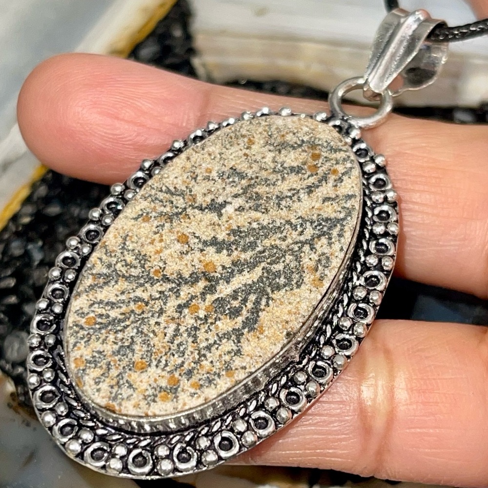 Brown German Dendritic Agate Pendant 2 7/8”